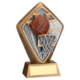 BRZ/GOLD DIAMOND HOLDER WITH 'BASKETBALL' DISC WITH PLATE - 5.25in